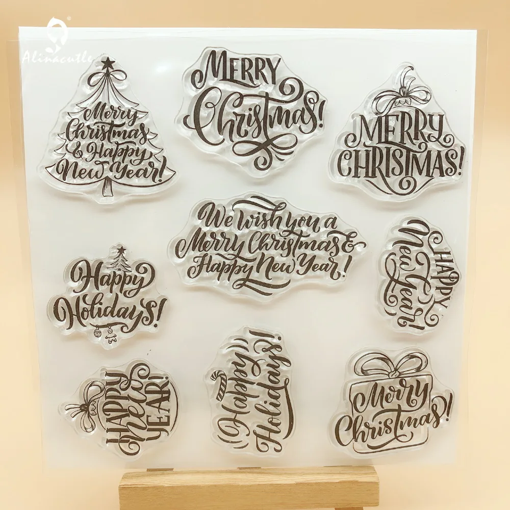 

CLEAR STAMPS Christmas Sentiment Scrapbooking Handmade Card Album Paper Craft Rubber Transparent Silicon AlinaCraft