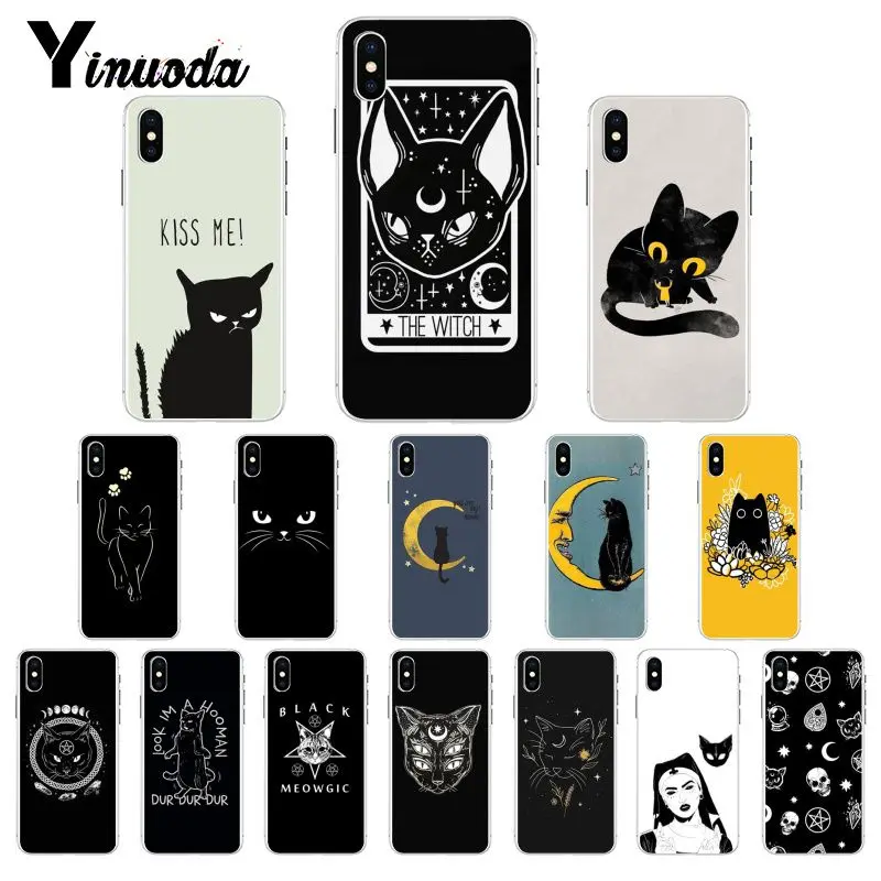 Yinuoda чехол для телефона с изображением ведьмы и кошки iPhone 8 7 6 6S X XS MAX 5 5S SE XR 11 Pro