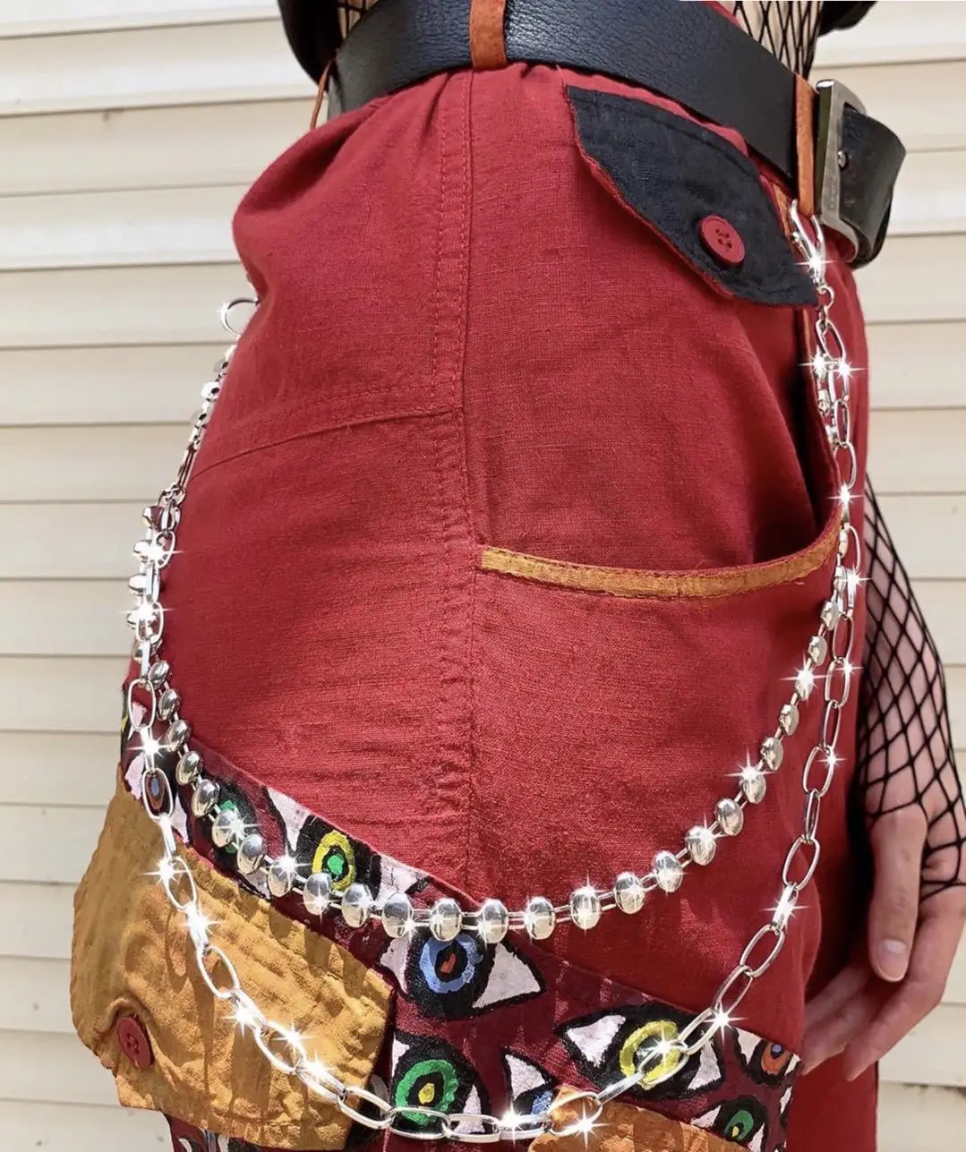 

Punk Metal Double Layers Hip Hop Men Street Fashion Pants Chain Simple Casual trousers chain Key ring Jewelry