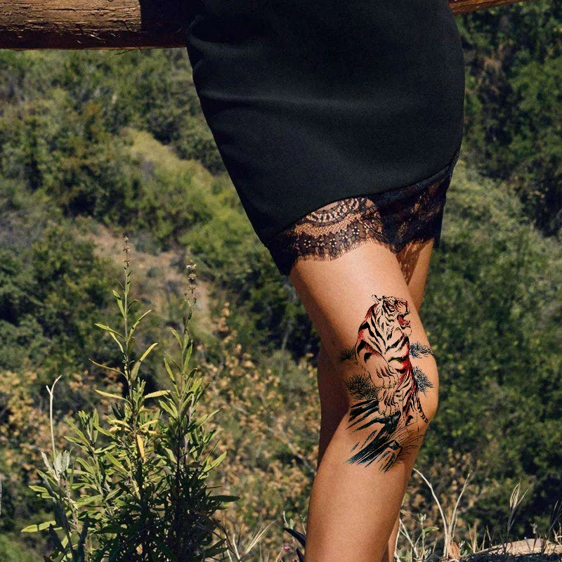 Animal Tattoo Body Art Sticker Ferocity Lion Wolf Tiger Design Fashion Waterproof Temporary for Woman Man Sleeve Arms Leg | Красота и