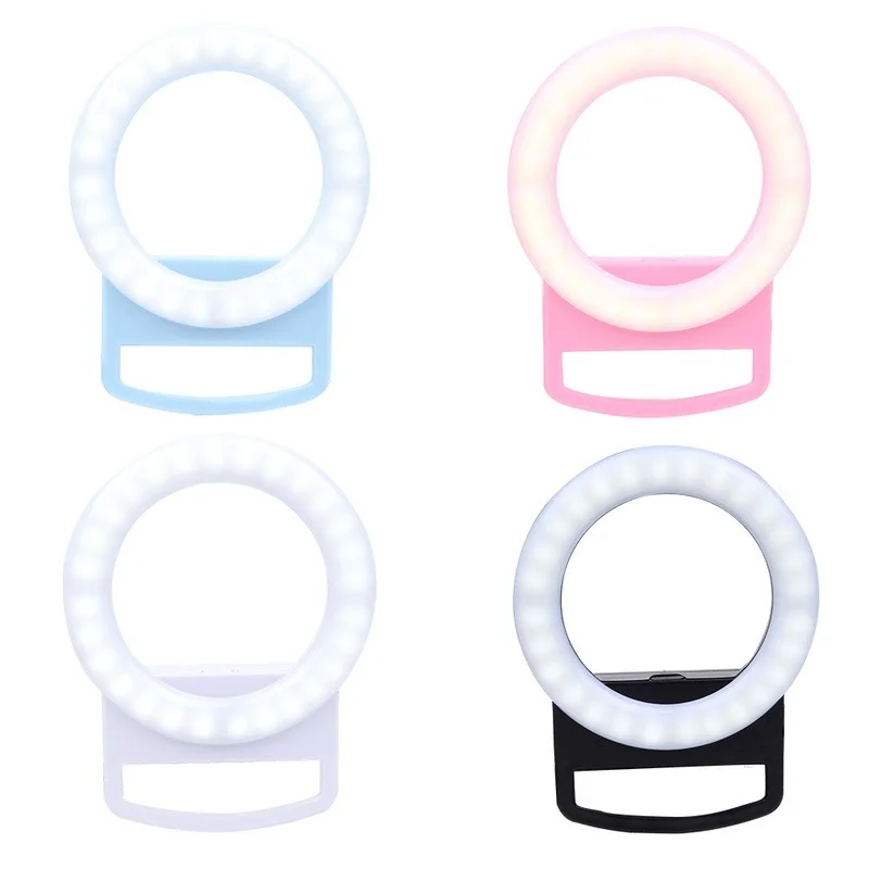 

Rechargeable Selfie Ring Light Mobile Phone Selfie Light Clip-on Fill Light Selfie Ring LED Lamp Rotating Universal Selfie Ring