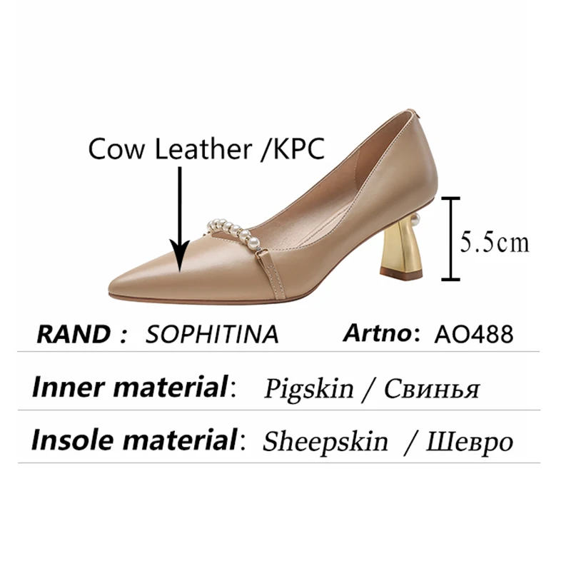 

SOPHITINA New Female Pumps Spring Autumn String Bead Pointed Shoes Strange Style Heel Shallow Mouth Concise Women's Shoes AO488