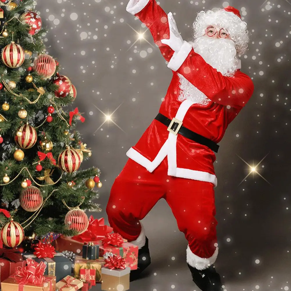 10 шт. костюм Санта-Клауса для взрослых плюшевый папы костюмы косплея