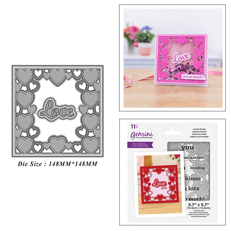 

Квадратная рамка с надписью «Love», металлические Вырубные штампы для «сделай сам», альбом для скрапбукинга, бумажные карточки, украшения, ре...