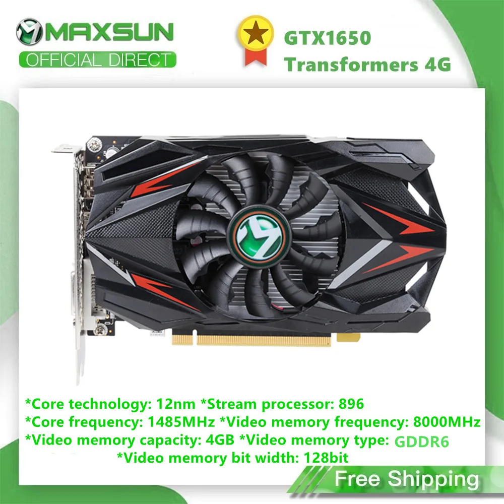 Видеокарта Maxsun GeForce GTX1650 1050Ti 4 Гб 128 бит видеокарта Nvidia GDDR5 GPU для ПК DP DVI|Видеокарты| |