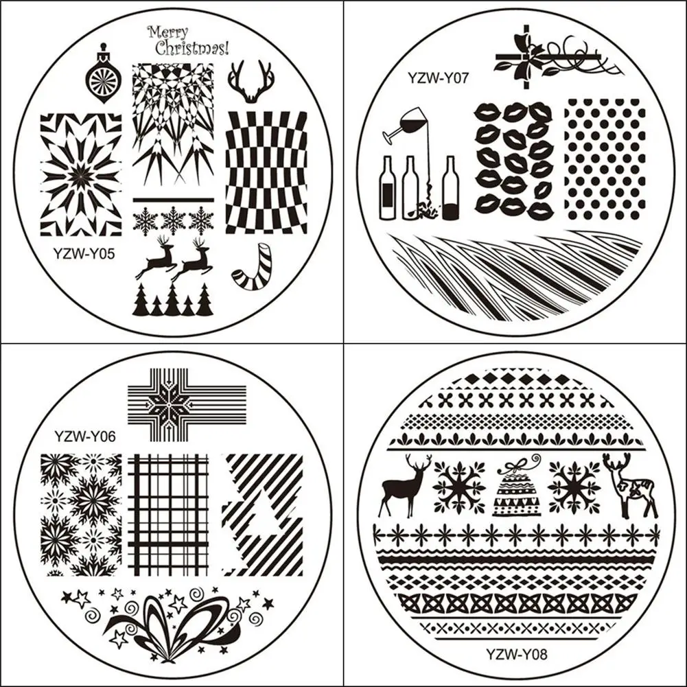 Снежинка Рождество маникюрный шаблон штамп цветок лоза листок Розы Цветок