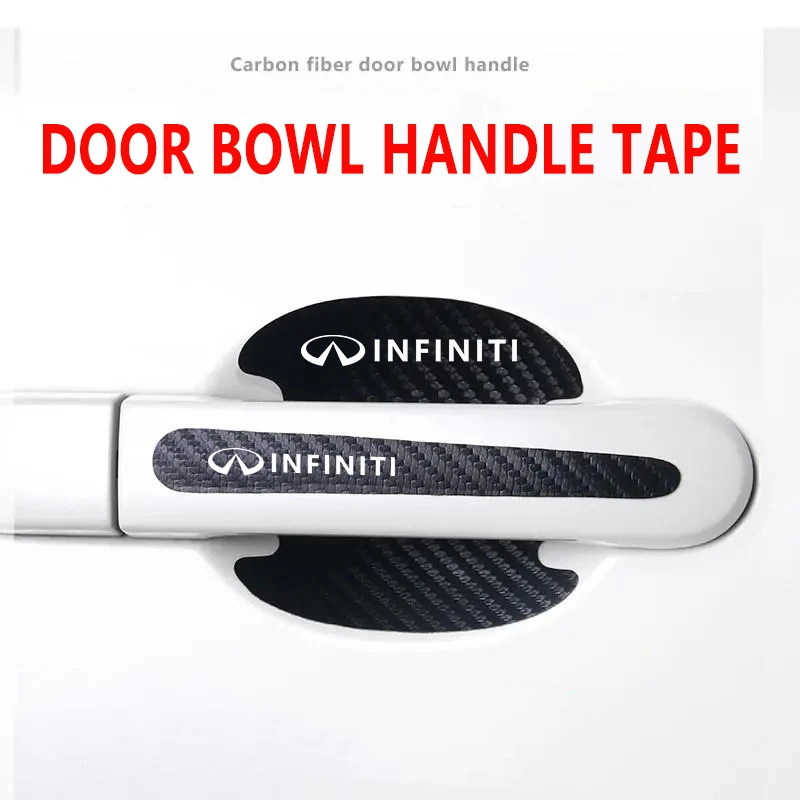 

8pcs Car With Logo Carbon Fiber Leather Wrist Of Door Protective Film Sticker For lincoln mkz mkx continental mkc mks Car