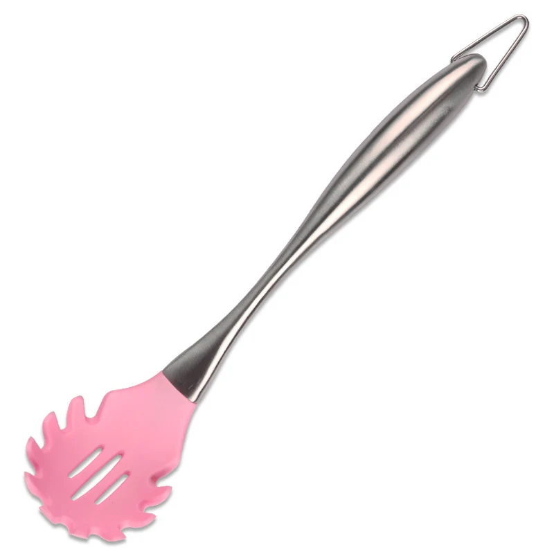 Pink Powder Spoon Антипригарная кухонная утварь термостойкие Инструменты для выпечки пищевого силикона кухонные изделия с ручкой из нержавеющей стали - Цвет: Pink Powder Spoon
