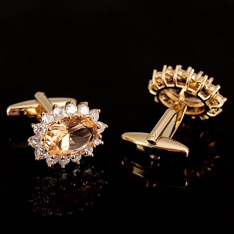 

DUGARY Luxury shirt cufflinks for men's Brand cuff buttons cuff links gemelos round crystal wedding abotoaduras Jewelry