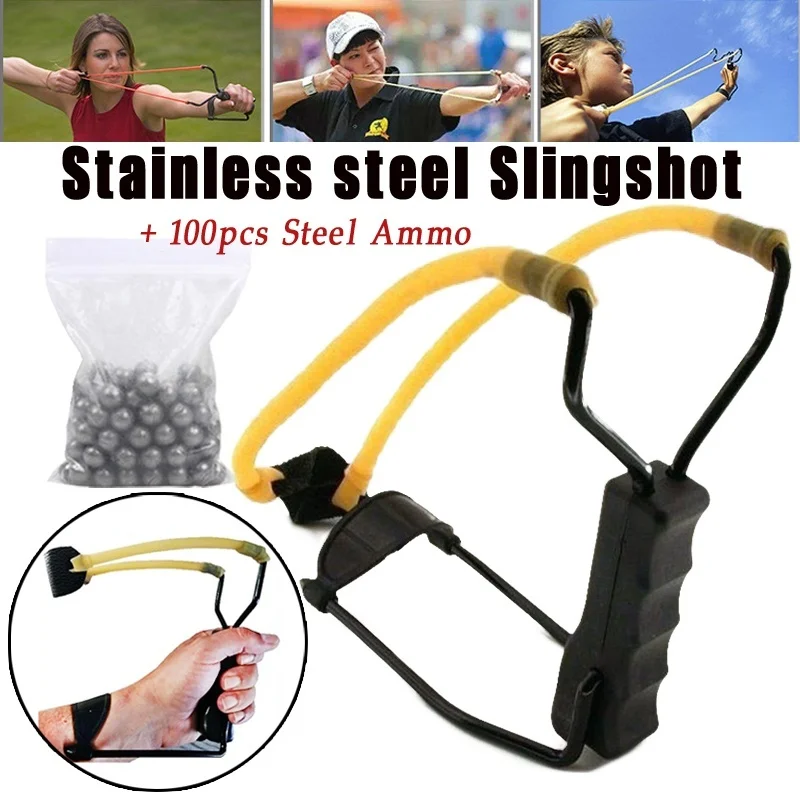 Powerful Stainless Steel Slingshot Folding Wrist-Lock Catapu