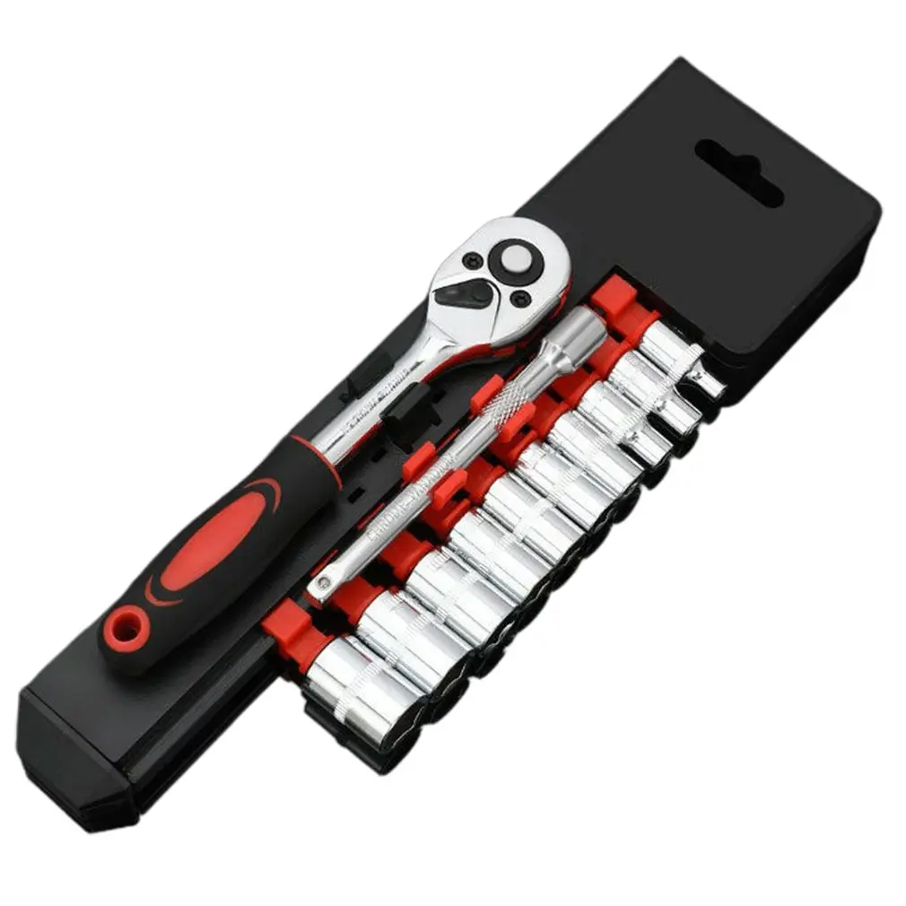 

12pcs 1/4 Inch Ratchet Socket Wrench Set Drive Socket Set 10 Sockets 2 Way Quick Released Ratchet Handle And Extension Bar