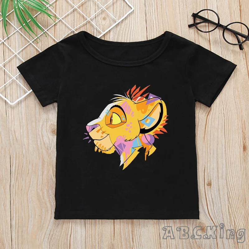 Детская футболка с принтом Король Лев муфаса и Симба летние топы короткими