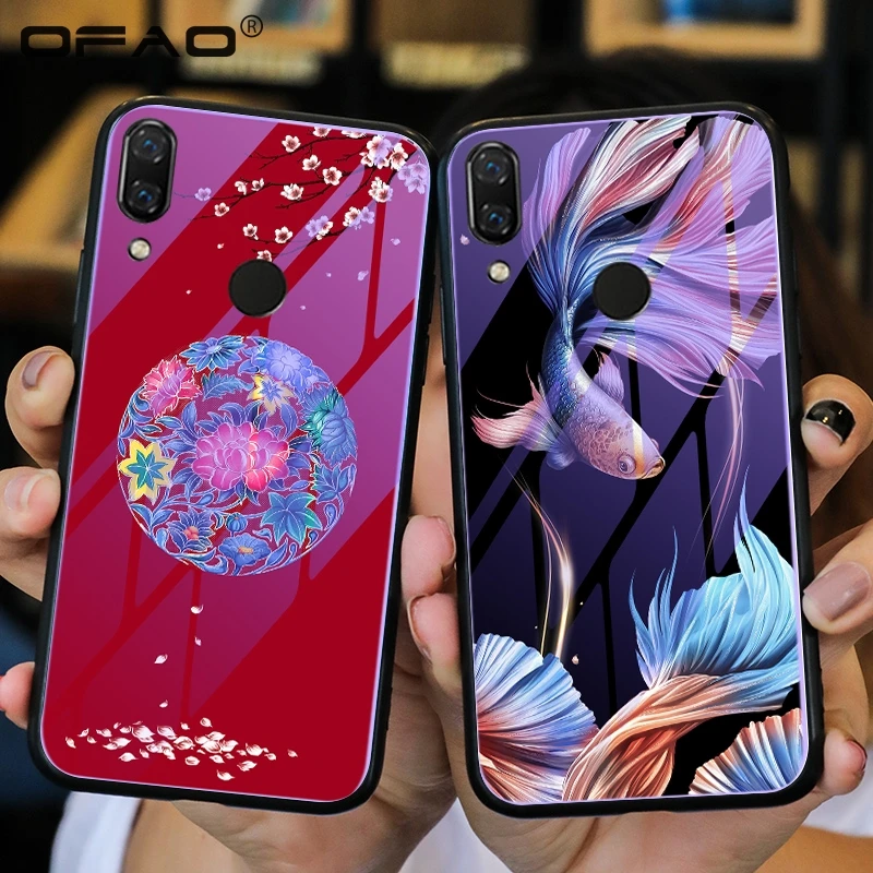 Чехол для Huawei Honor 10 Lite светящийся стеклянный чехол с фиолетовым светом ночным