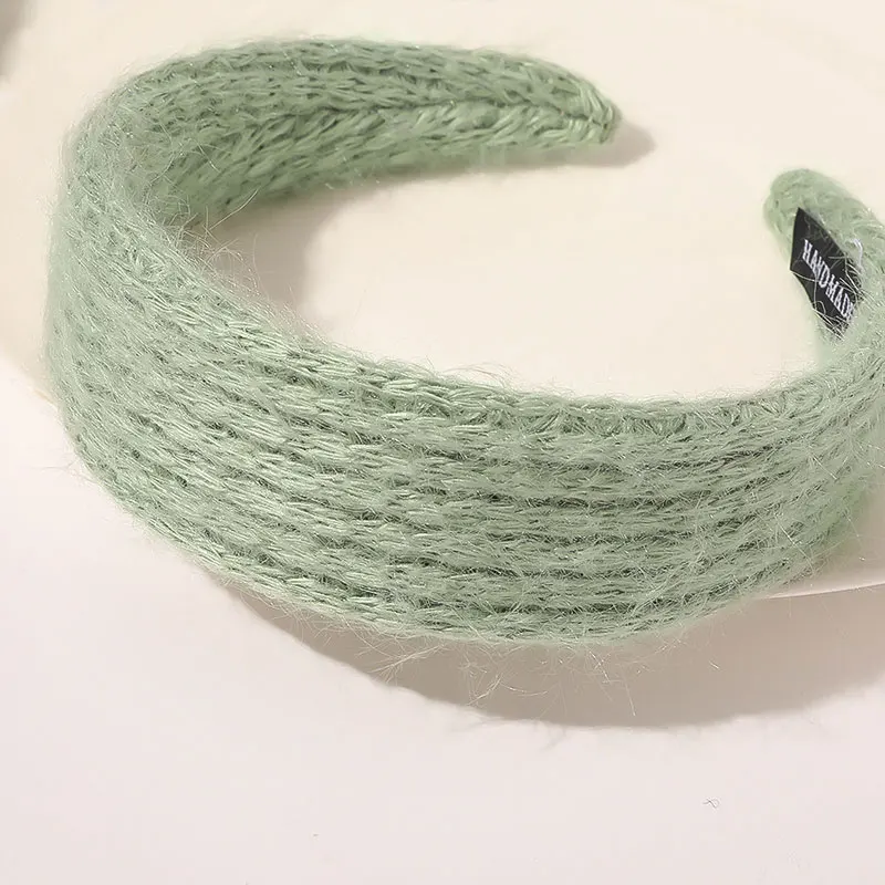 

2020 New Fashion Headband Women Vintage Wool Knitted Hairbands Solid Color Wide Head Hoop Female Winter Autumn Hair Accessories