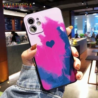 gradient matte love heart watercolor 360 full phone case for iphone 12 mini 11 pro xs max xr x 7 8 plus 2020 se soft back cover