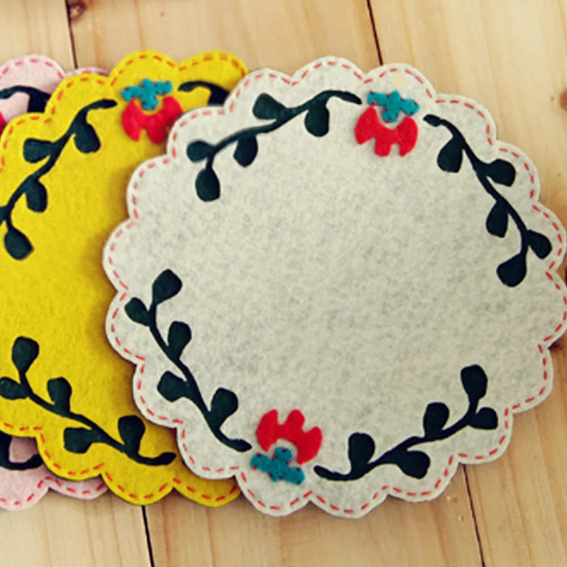 3 шт./лот цветочный тематический войлочный подставка под чашку коврик ручная