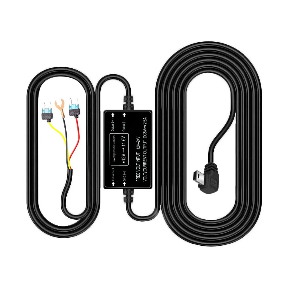HGDO Dash Cam комплект жестких дисков Mini USB Порты и разъёмы DC 12 В/24 В до 5 В Пост Автомобильный Зарядное устройство кабель жесткий комплекты проводов низкая Напряжение защита для Видеорегистраторы для автомобилей gps
