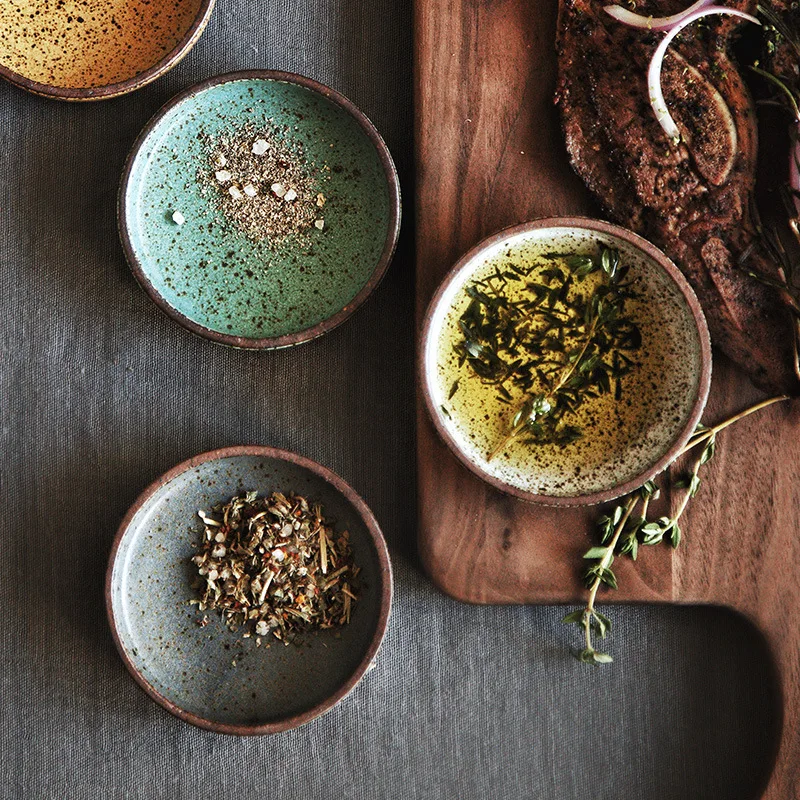 

Creative Ceramic Seasoning Flavored Dish Retro Japanese Mini Sauce Mustard Soy Sauce Vinegar Dessert Plates Kitchen Accessories