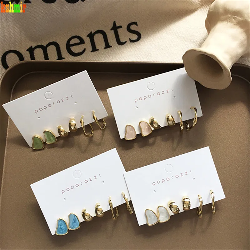 Серьги женские с образными изогнутыми глянцевые 3 предмета|Серьги-гвоздики| |