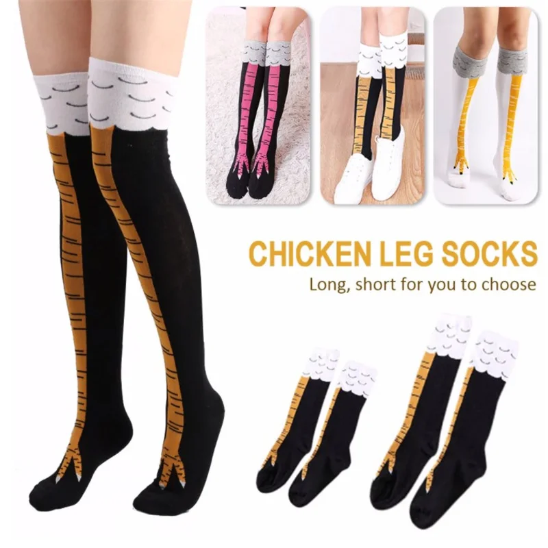

Funny Animal Ladies High Socks Creative Chicken Women Over The Knee Socks High Quality Cartoon Cotton Chicken Claw 3D Print