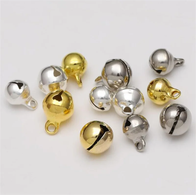 

100pcs 6 8 10 12mm Jingle Bell Pendant Charm Jewelry Findings for DIY Bracelet Anklets Necklace Knitting Jewelry Making