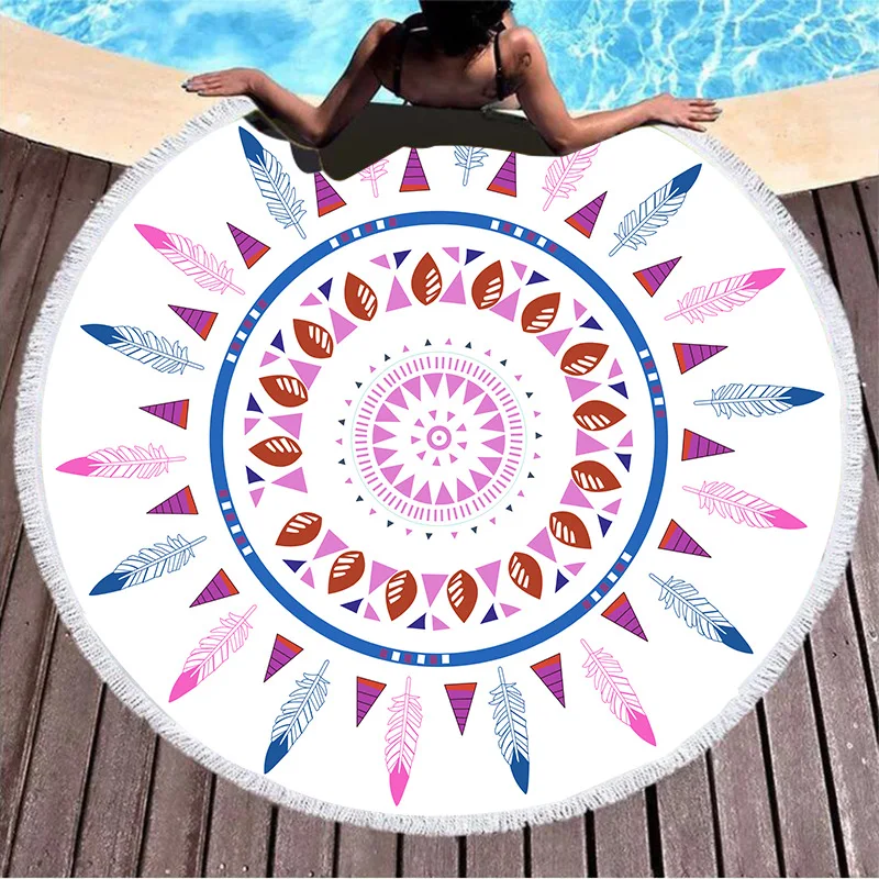 

European and American Summer Printed Sunblock Shawl Geometric Round Beach Towel Bohemian Towel Decorative Tapestry