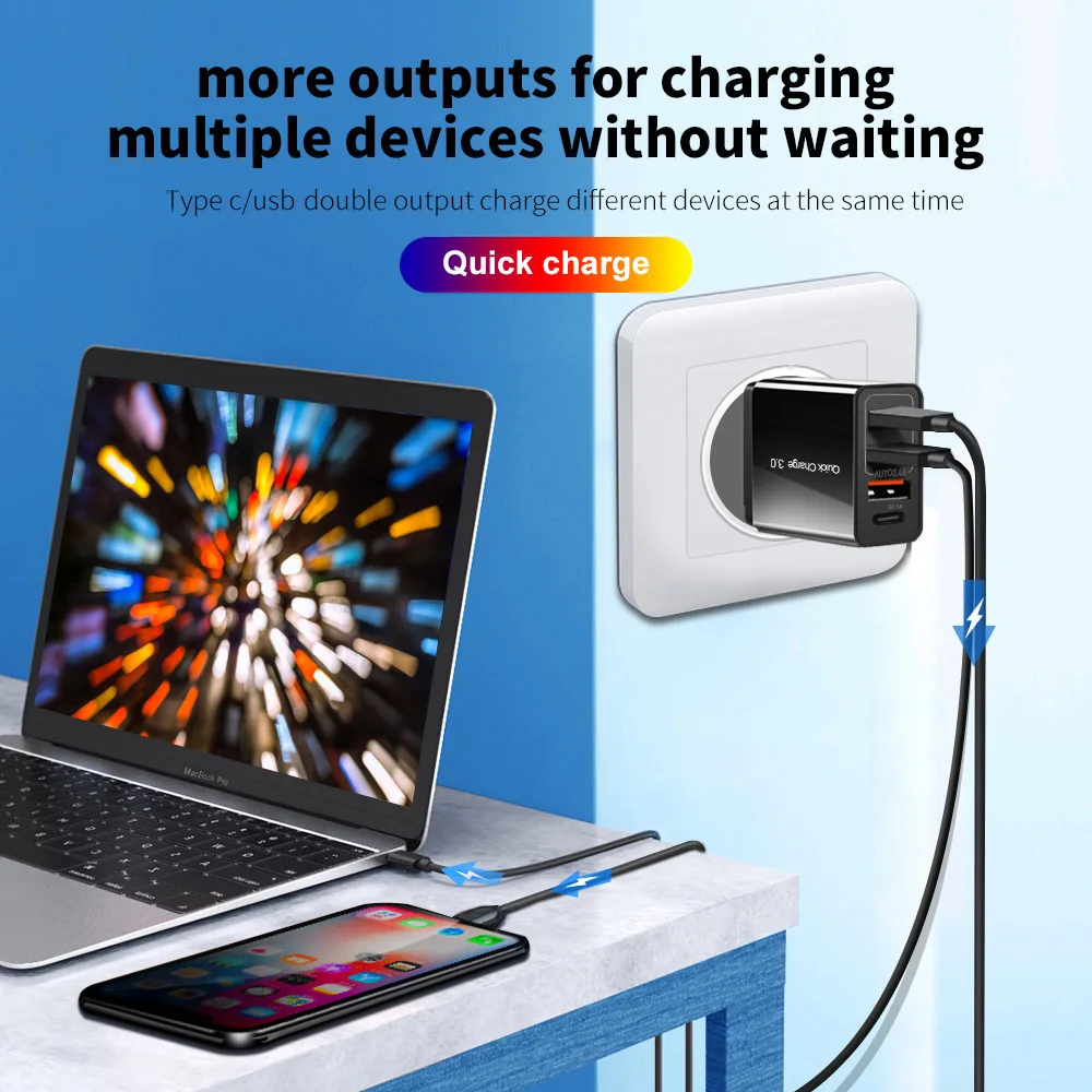 36 Вт быстрое зарядное устройство 4 0 3 USB Type C PD Supercharger EU US UK Plug для iPhone Samsung Huawei Xiaomi Phone