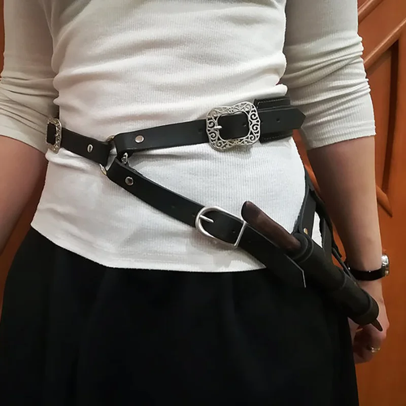 Костюм воина ниндзя комплект экипировки талия бедра нож держатель меча кожаная