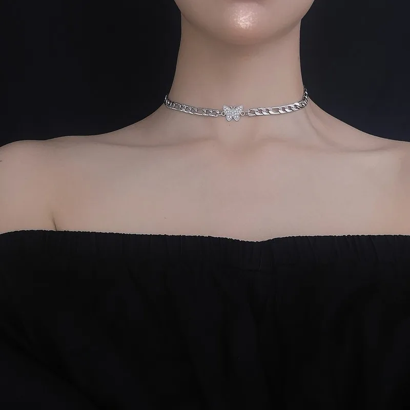 Темпераментный Алмазный светильник-бабочка роскошное тонкое ожерелье-чокер для