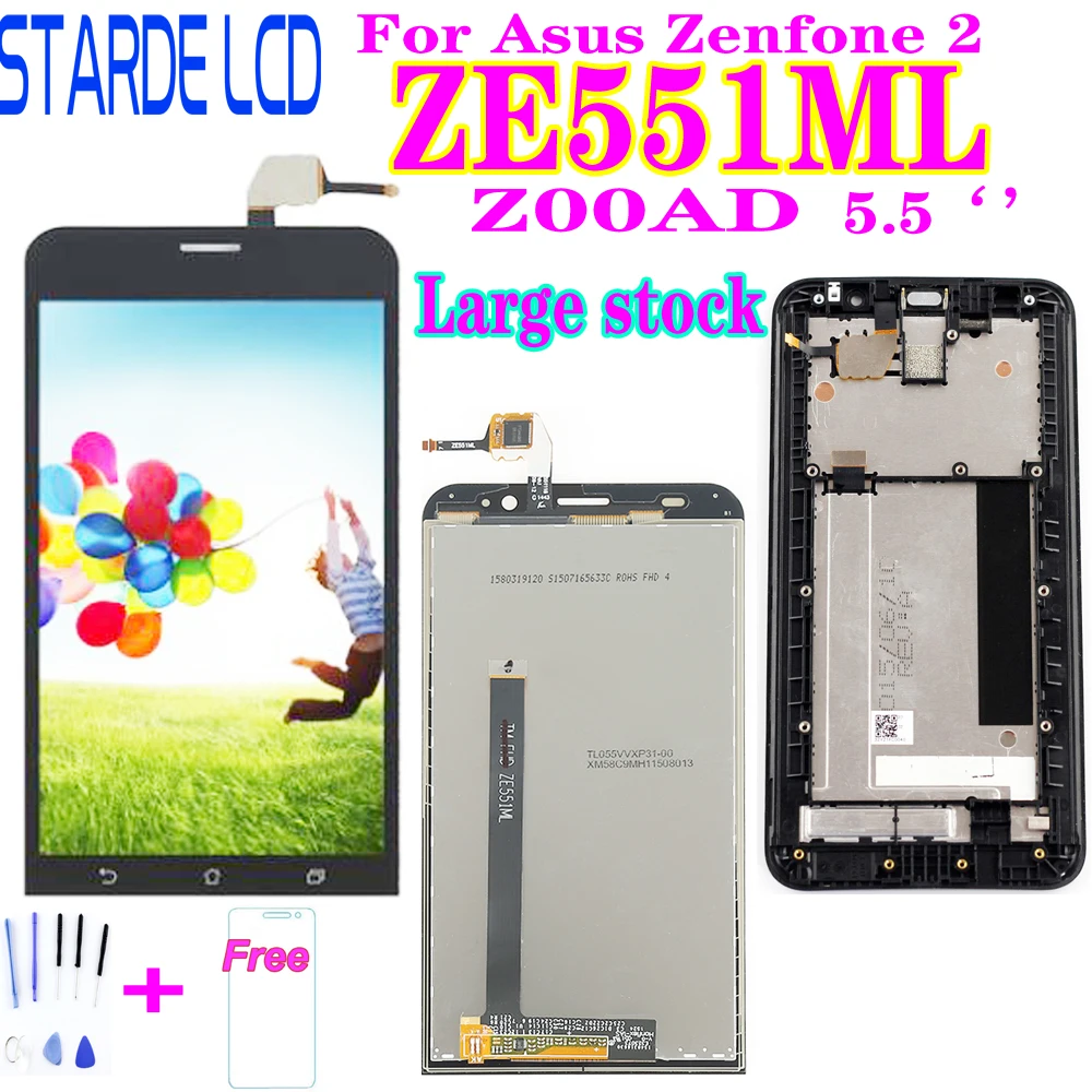 ЖК дисплей AAA для Asus Zenfone 2 ZE551ML Z00AD дигитайзер сенсорного экрана в сборе с рамкой