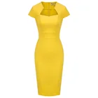 Женское винтажное платье-карандаш с рукавами-крылышками, однотонное офисное платье для работы