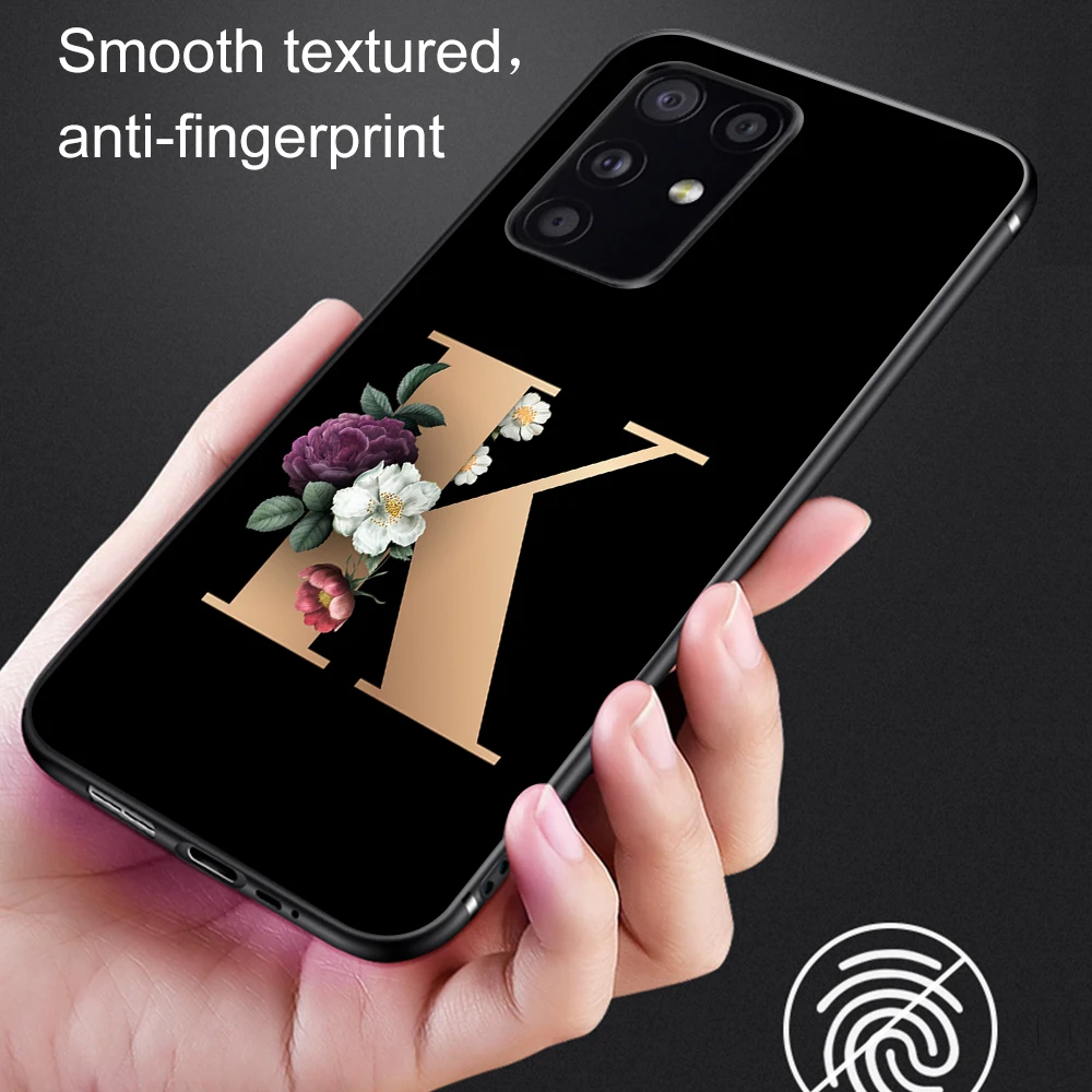 

Initial Letter A Z Case For Samsung Galaxy S21 S20 S10 Plus Ultra Cover For S10E Flower Soft Silicone TPU Phone Protection Funda