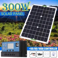 300w solar panel kit complete dual 12v dual usb with 60a100a solar controller solar cells for car yacht rv battery charger