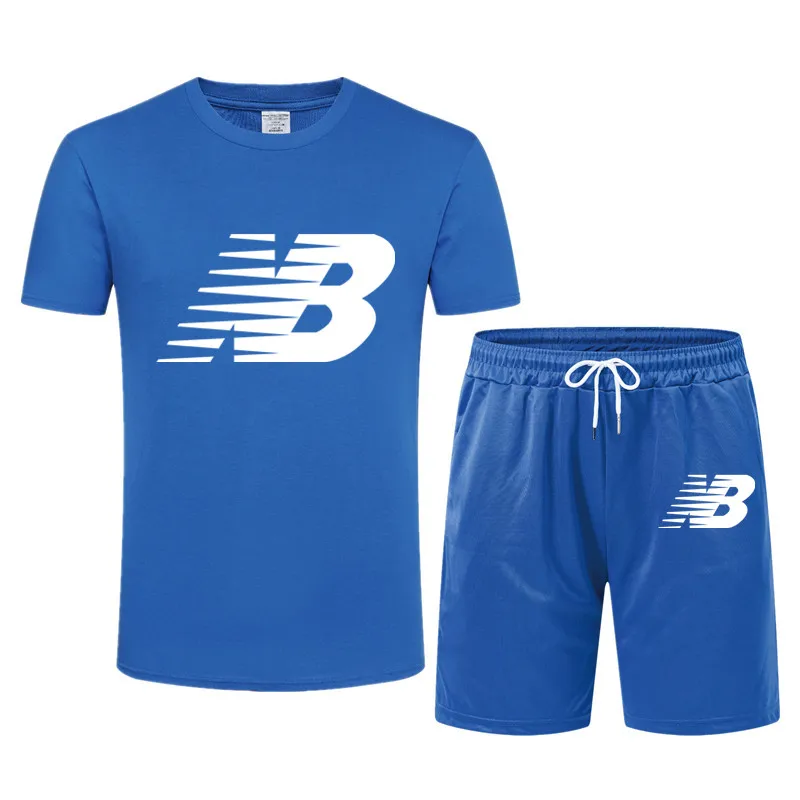 

2021 Men's Sets T Shirts+pants Two Pieces Sets Casual Tracksuit Men/Women NB suit print Tops+Pants Gyms Fitness trousers