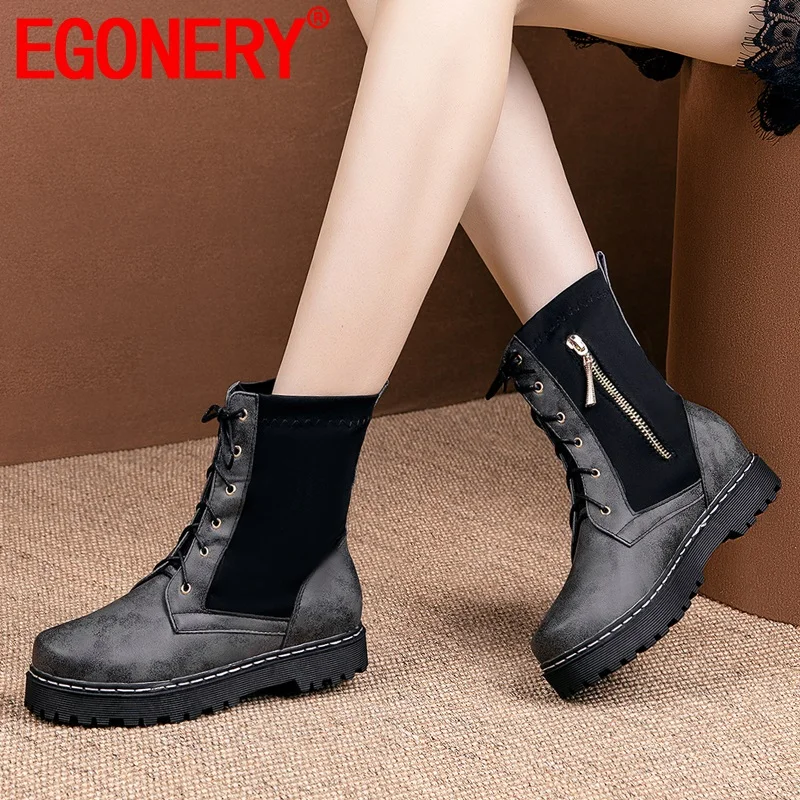 

Женские ботильоны на платформе и каблуке, с круглым носком и перекрестной шнуровкой, размеры 32-45