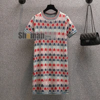 dresses for women summer clothing french designer knitted short sleeve high end vintage style shift mini party woman dress xs xl