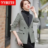 womens jacket 2022 autumn and winter new professional plaid ladies suit high quality temperament blazer female