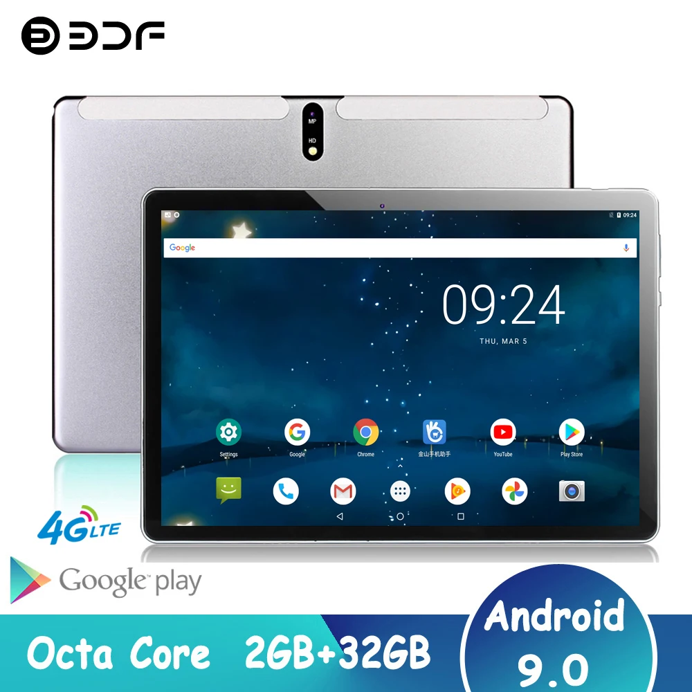 

Newest Tablet BDF 10.1 Inch Tablet SC9863A Octa Core 1280*800 IPS Screen Dual 4G LTE Calling Tab 2GB/32GB Android 9.0 Tablet Pc