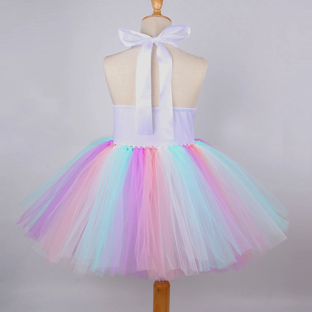 Платье с цветочным узором для девочек Единорог пастельных платье принцессы