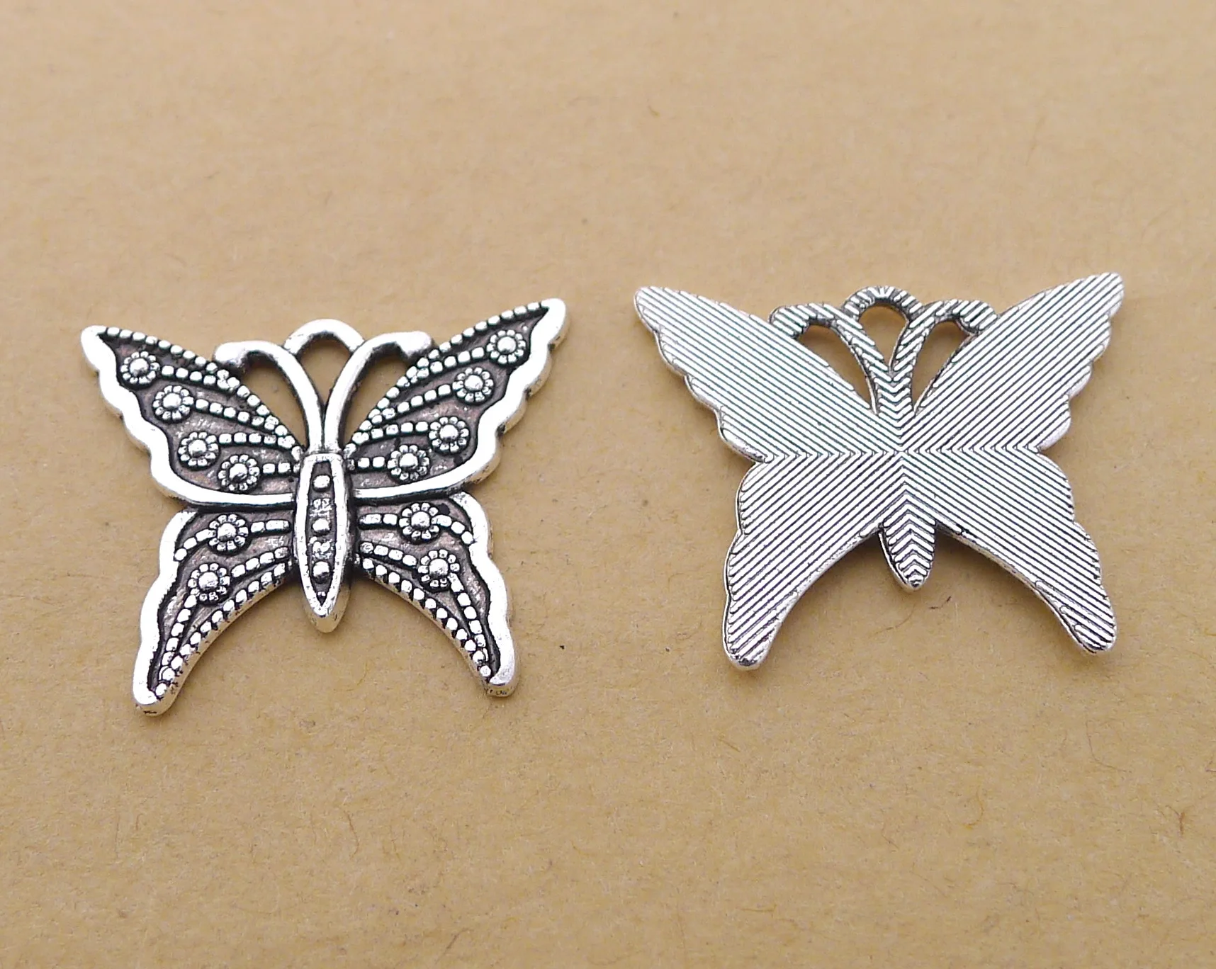

Charm for making jewelry 10pcs 24x20mm antique silver color Butterfly charms