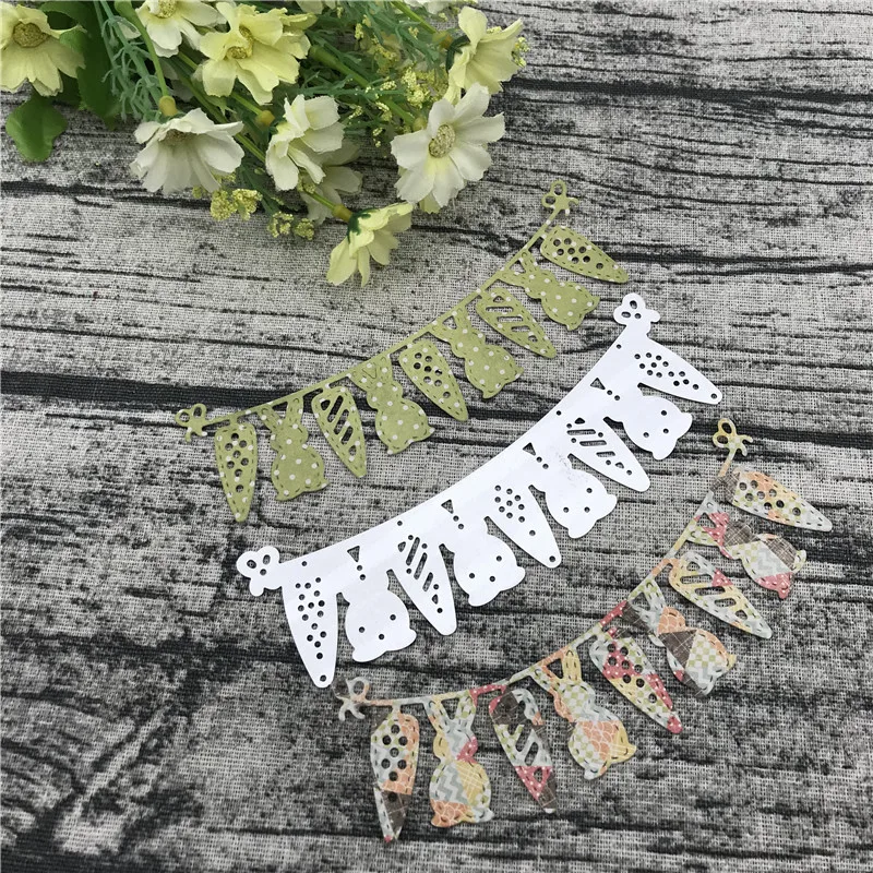 Металлическая высечка Пасхальный кролик морковка баннер скрапбукинг бумага