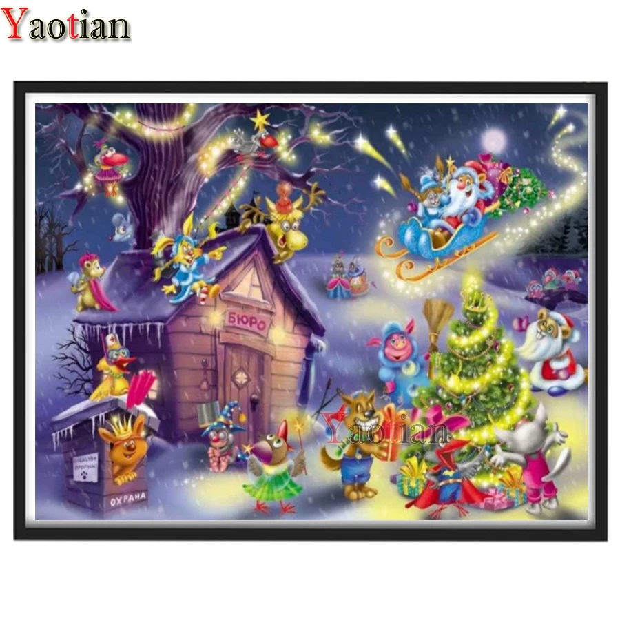 

5d Diy наборы для алмазной живописи для детей, полная квадратная/круглая Алмазная мозаика, маленькие животные, вышивка крестиком, Рождественс...