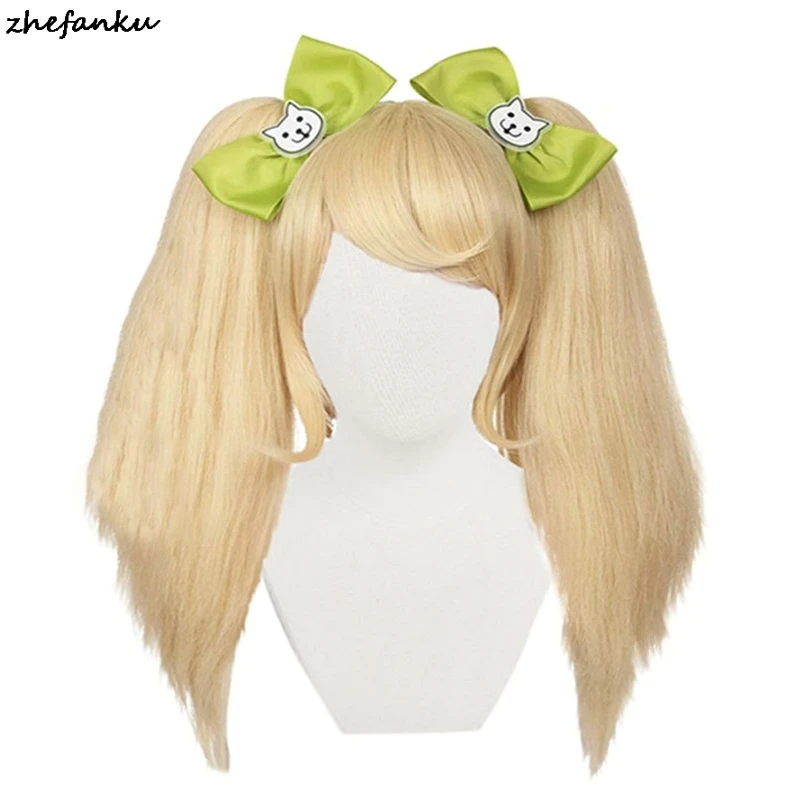 

Danganronpa Saionji Hiyoko Long Ponytails Wig Cosplay Costume Anime Green Clip Heat Resistant Synthetic Hair Women Cosplay Wigs