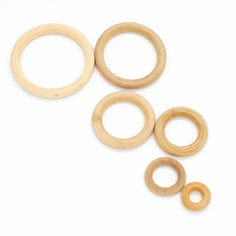 

Grass Tree Wood Rings 40/55mm Smooth Surface Natural Wooden Rodent Baby Teething DIY Making Bracelet