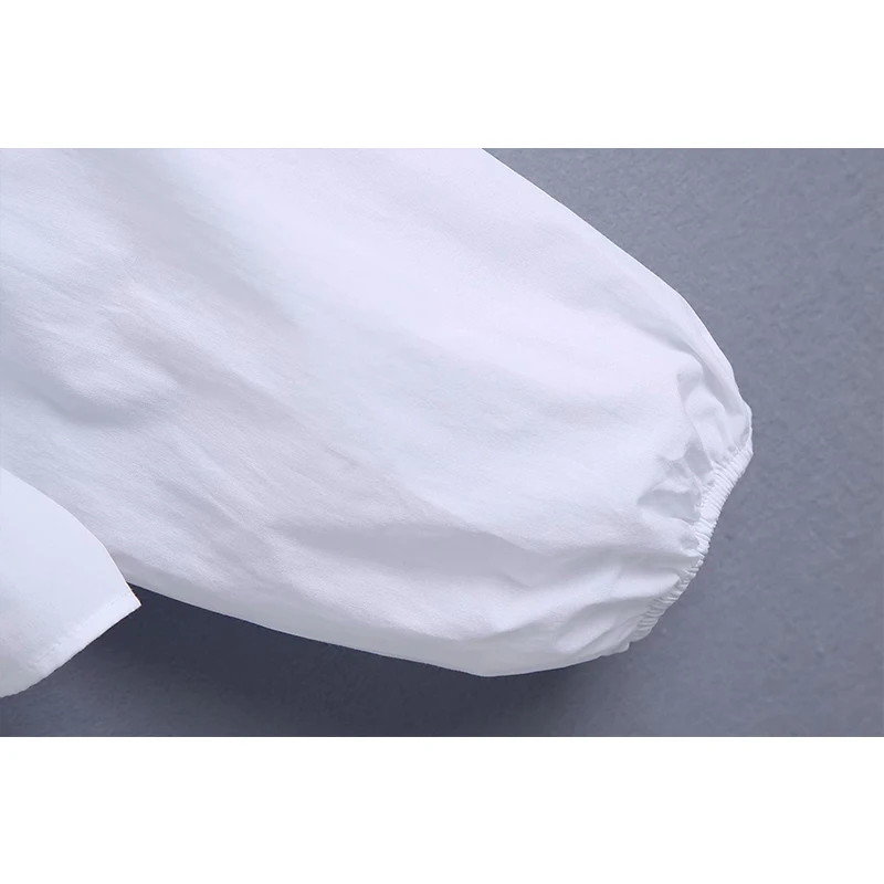 

WXWT Za Women Retro White Ruffles Off Shoulder Crop Shirt 2021 Summer Chic Female Three Quarter Sleeve Shirt Tops BB1598