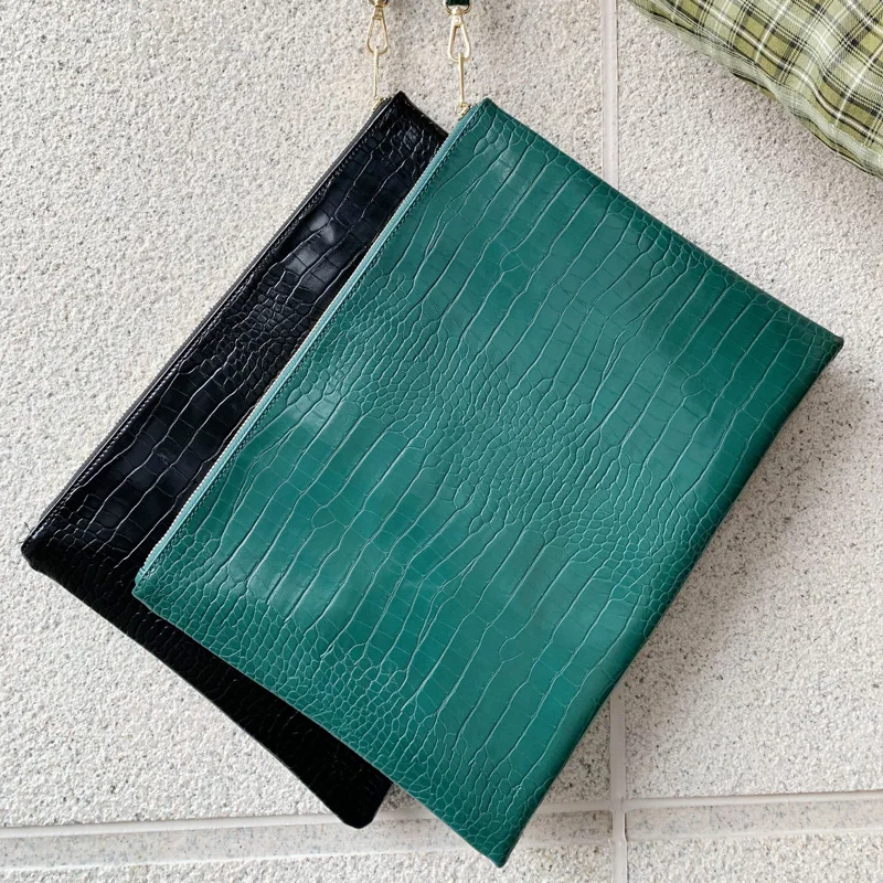 

2021 Fashion Trend Laptop Bag Pouch Business Briefcase Women Green Leather File Document File Bag
