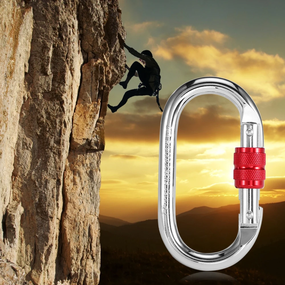 

1 Pair 25KN Screw Locking Gate Carabiner Aluminum Alloy Carabiner Climbing Accessories Camping Equipment Outdoor Tool
