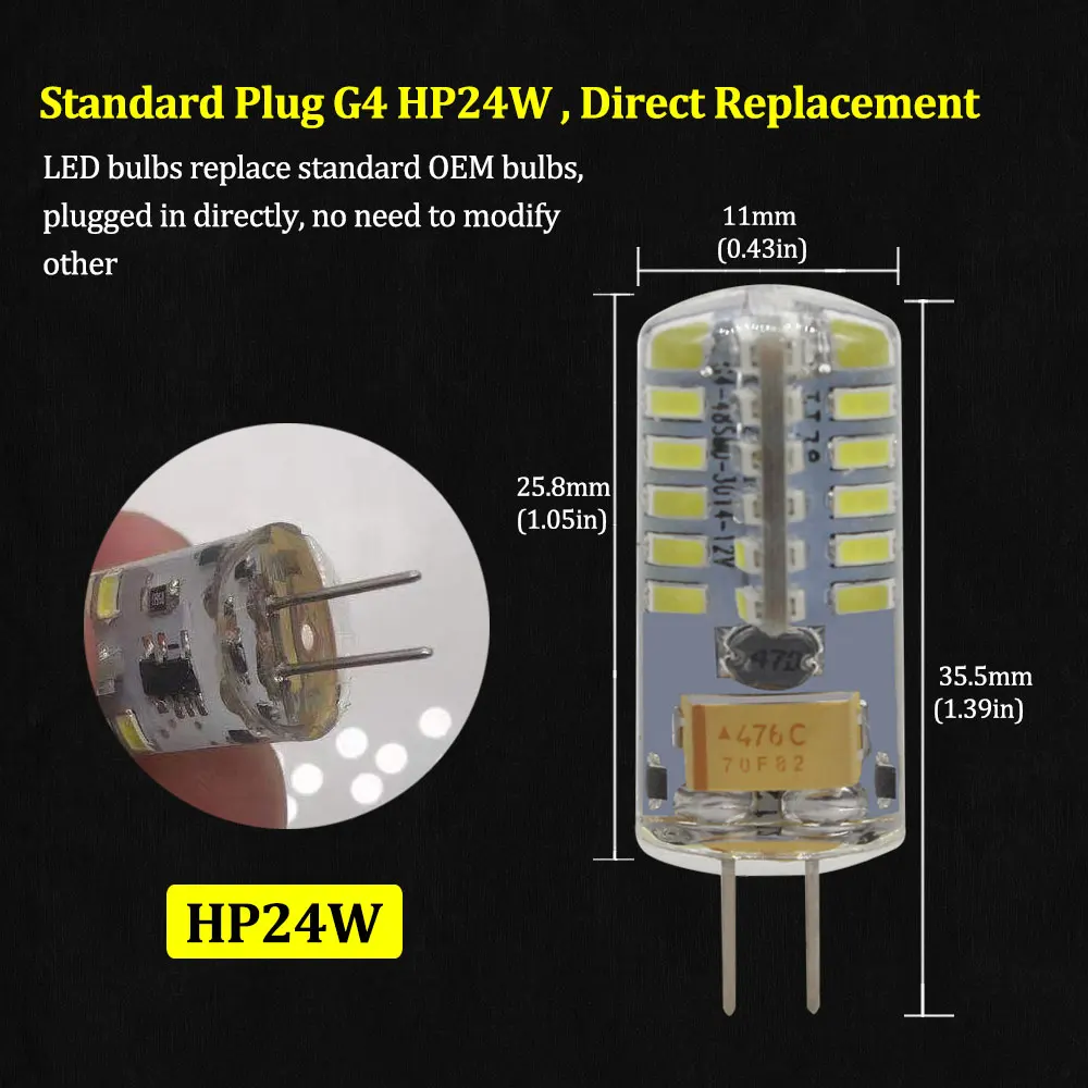 2 шт. Нет Ошибка Белый G4 Hp24w 48smd 12В g4 светодиодные лампы Габаритные огни для Citroen c5 и peugeot 3008 DRL Дневной светильник