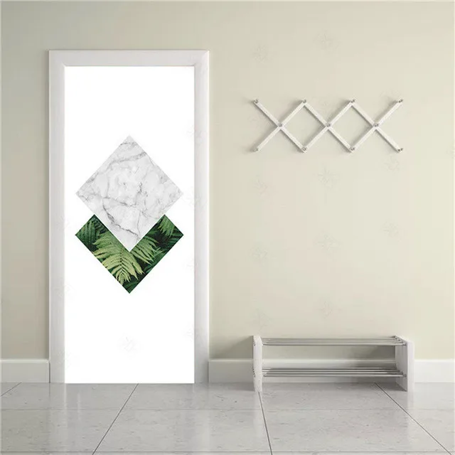 

New Nordic Style PVC Door Stickers Simple Fashion Wallpaper For Doors Family Living Room Bedroom Door Decoration Renovation