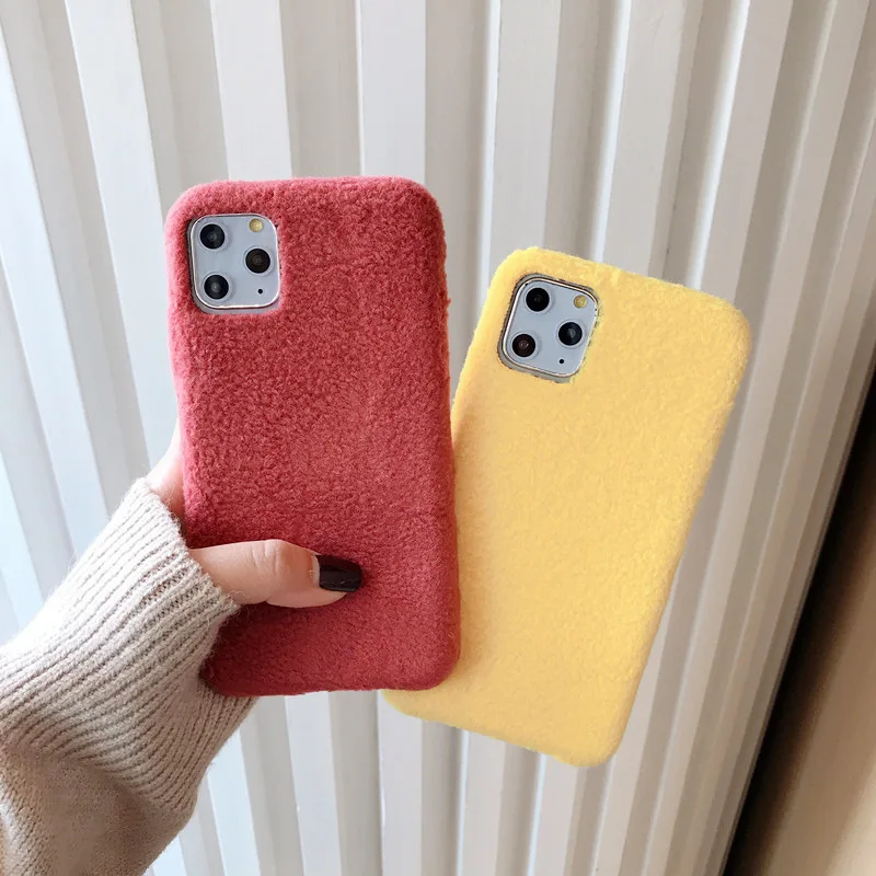 Для iPhone 11 Pro Max 7 8 6 6s Plus X XR XS чехол Мягкая теплая шерстяная плюшевая Противоударная
